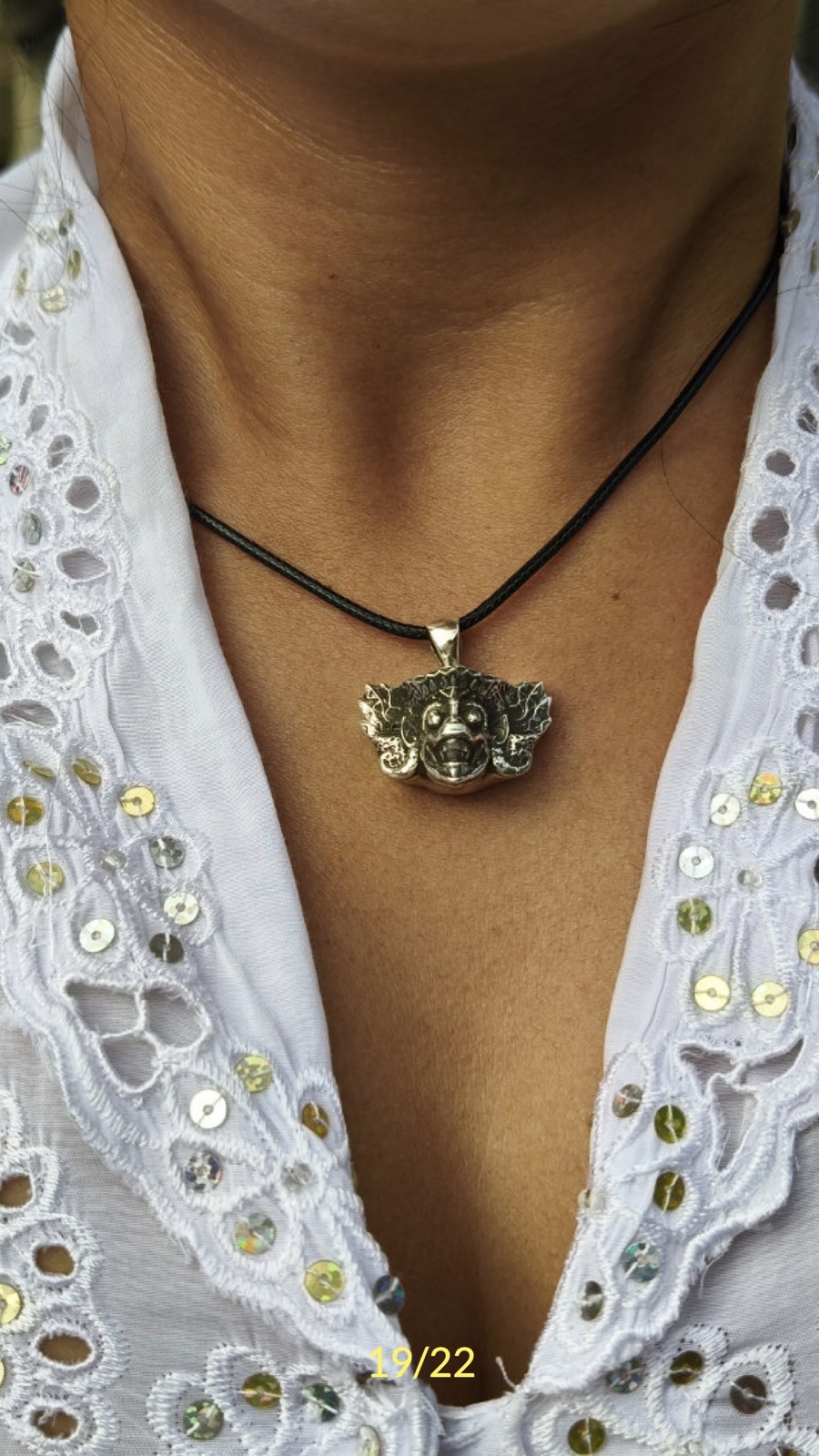 Barong sterling silver pendant worn in Bali