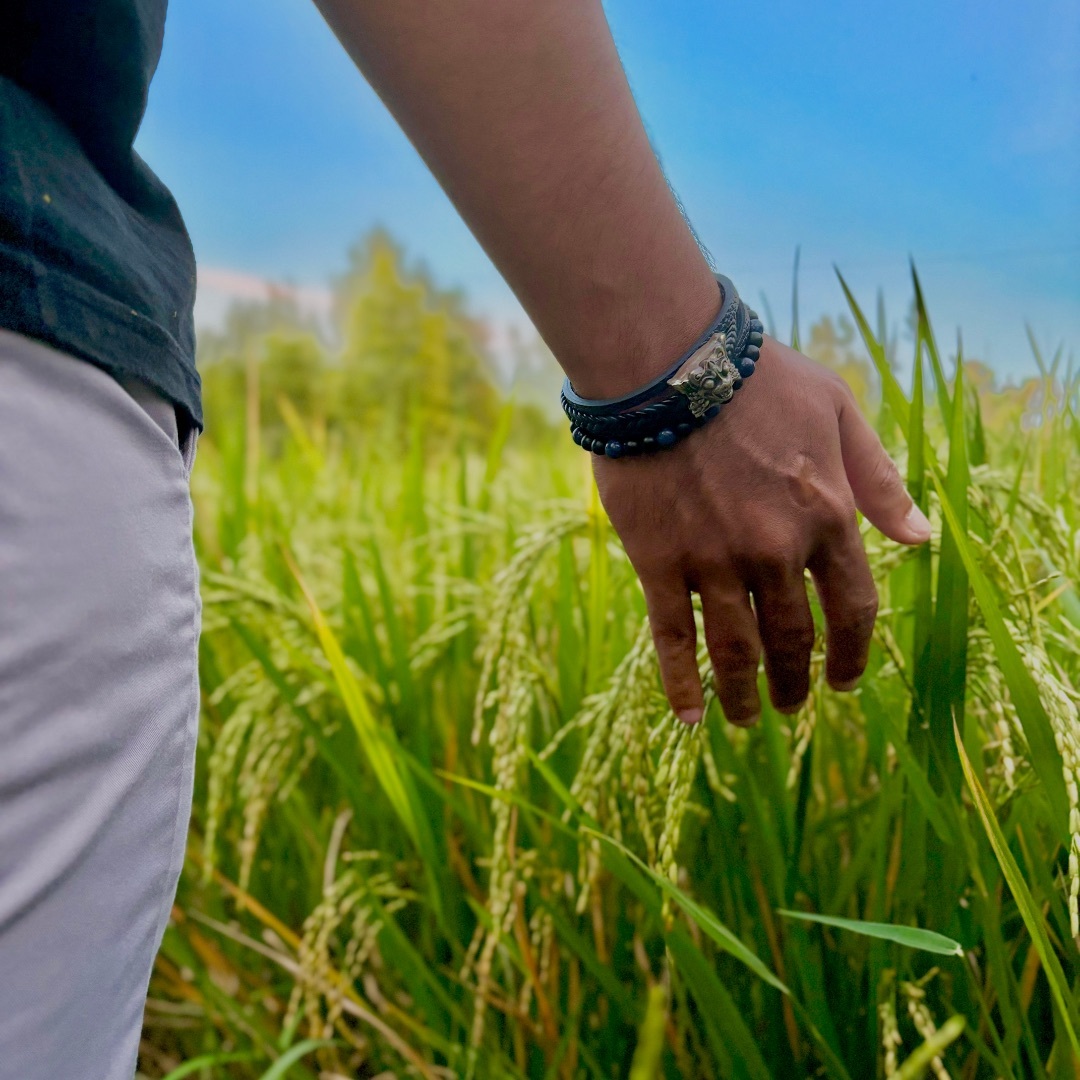 A bracelet worn while walking through Bali’s rice fields